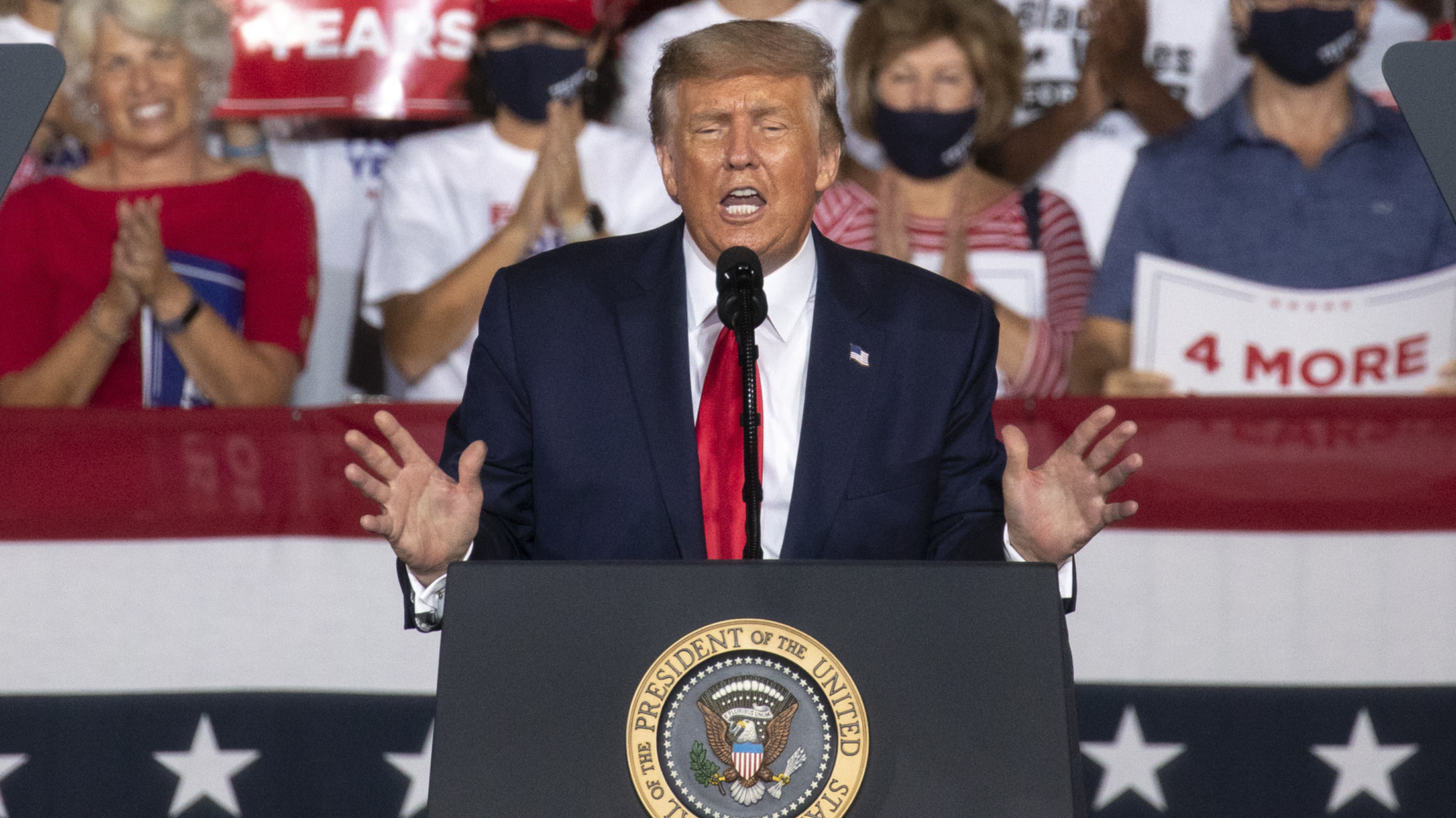 President Trump addresses a campaign rally Tuesday in Winston-Salem, N.C.