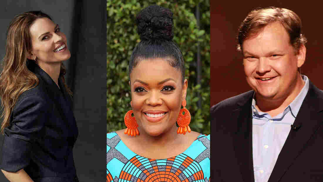 Hilary Swank, Andy Richter and Yvette Nicole Brown appear on an episode of Ask Me Another.