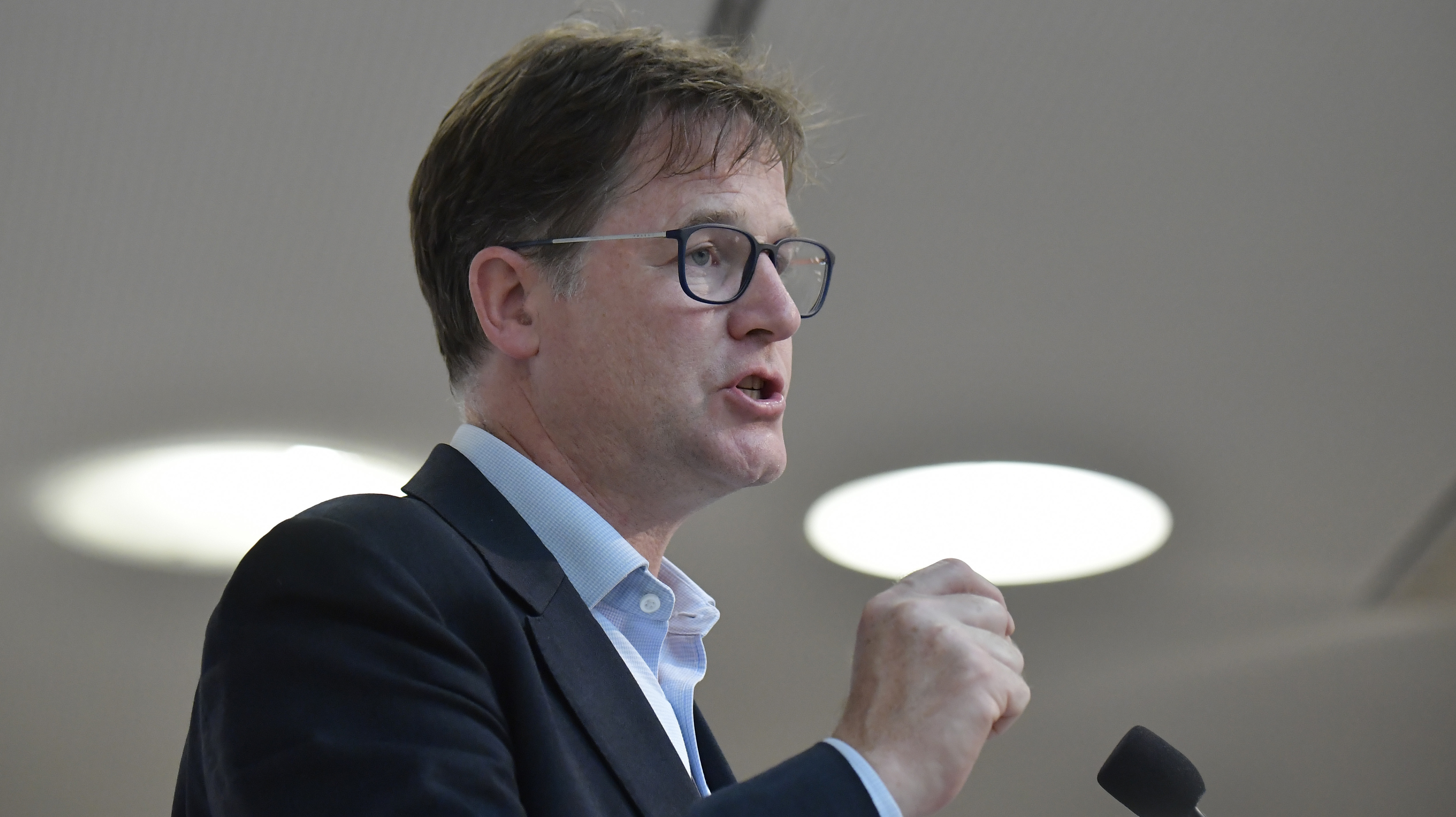 Facebook Vice President Nick Clegg, pictured in 2019, tells NPR there's &quot;real appetite for people to find out more for themselves&quot; when it comes to climate change and factual information. (AFP via Getty Images)