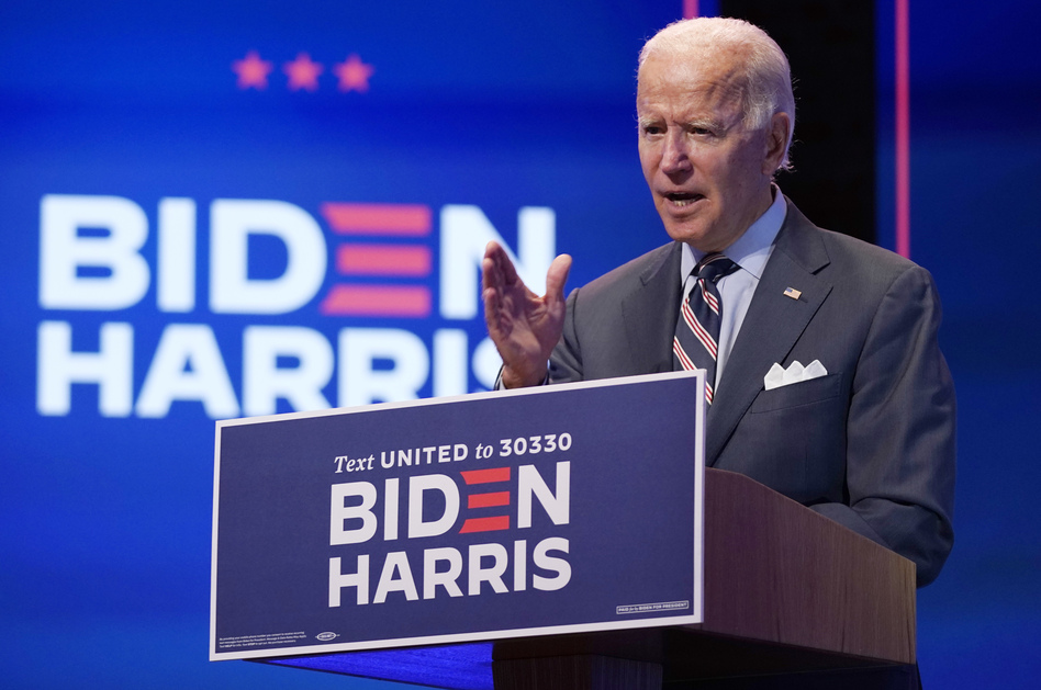 Democratic presidential nominee Joe Biden speaks about coronavirus vaccines after a briefing with public health experts in Wilmington, Del., on Wednesday. (Patrick Semansky/AP)