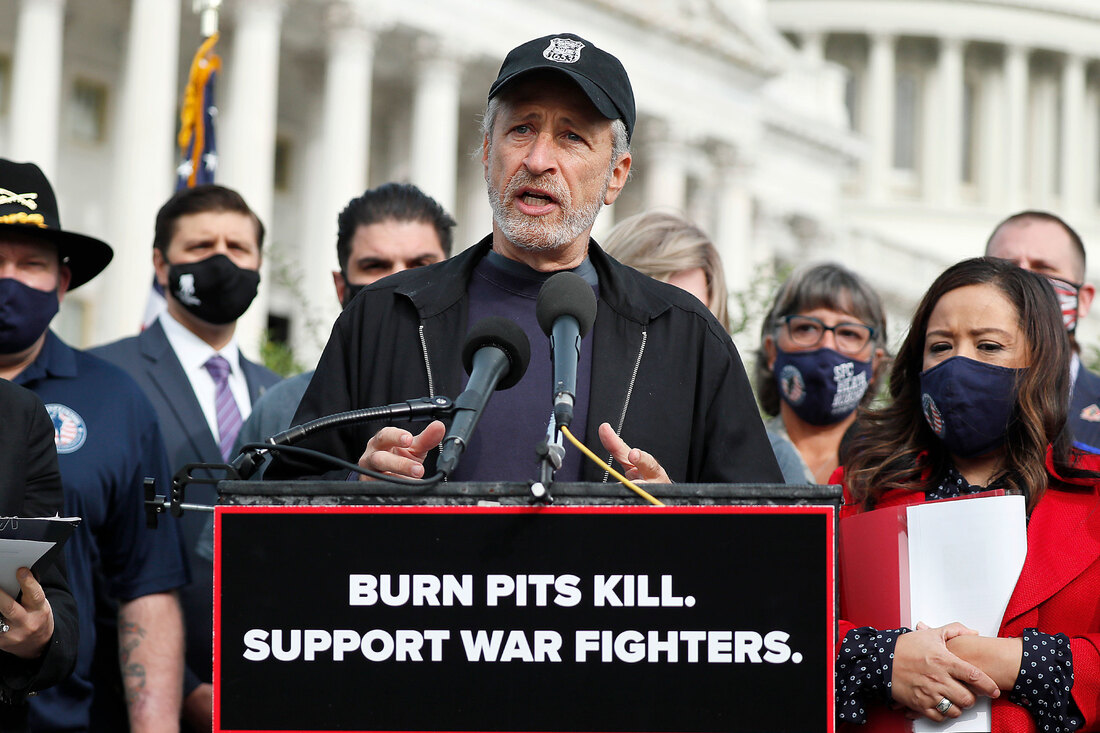 Jon Stewart Uses His Celebrity To Bring Attention To Vets Exposed To Burn Pits : NPR Jon Stewart Uses His Celebrity To Bring Attention To Vets Exposed To Burn Pits : NPR