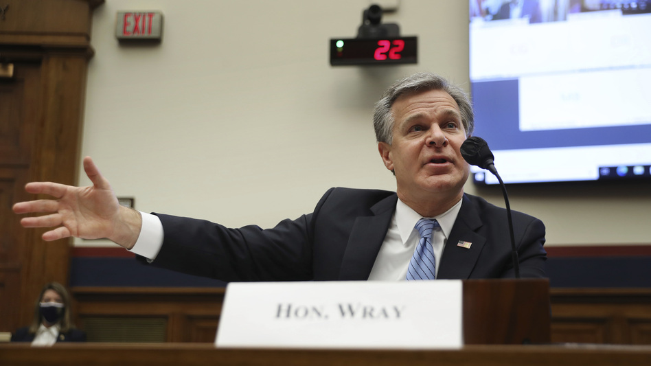 FBI Director Christopher Wray testifies Thursday before a House Homeland Security Committee hearing on threats to the homeland. (Chip Somodevilla/AP)