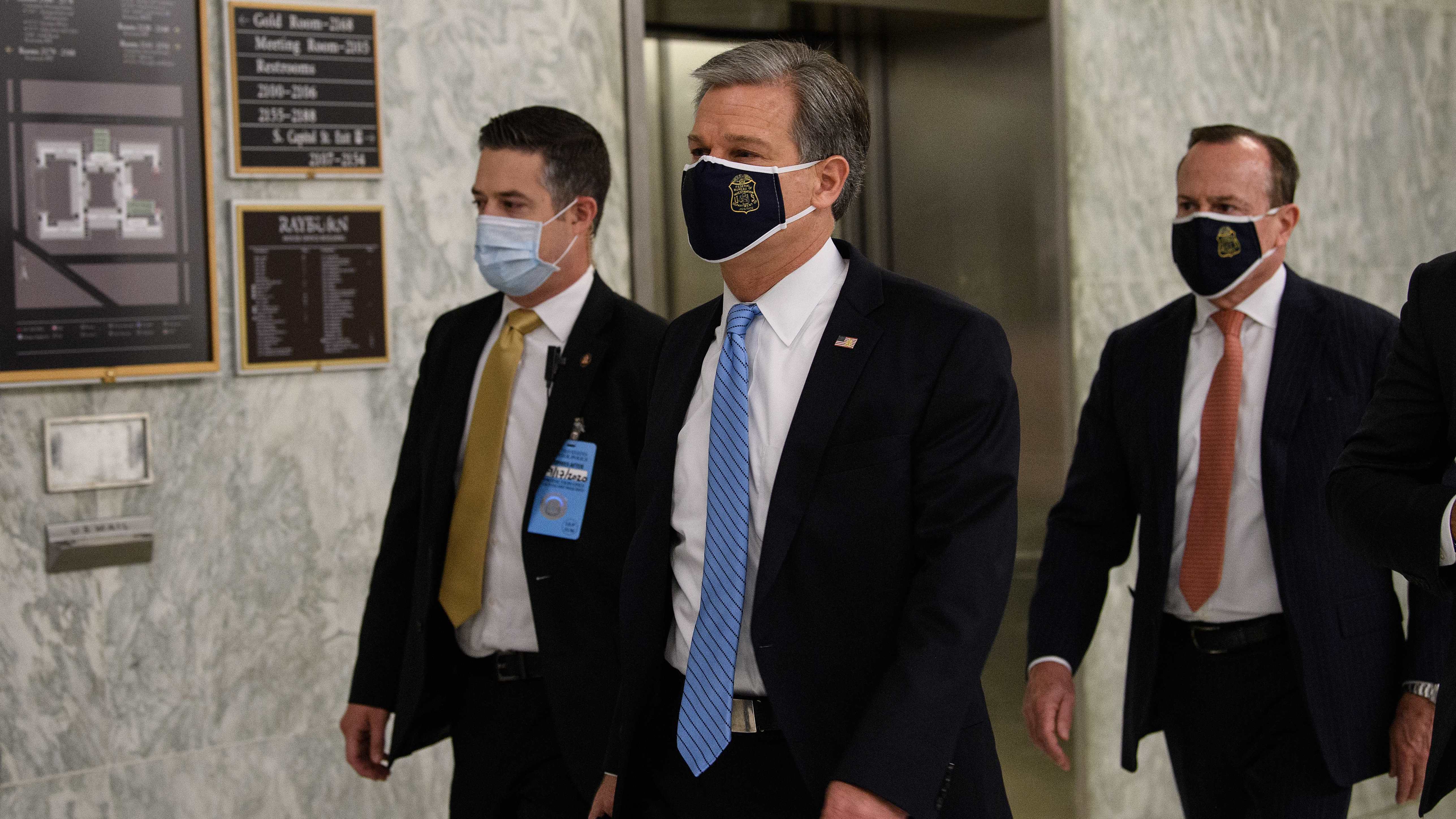 FBI Director Christopher Wray arrives for a hearing of the House Homeland Security Committee on Capitol Hill on Thursday. (AFP via Getty Images)