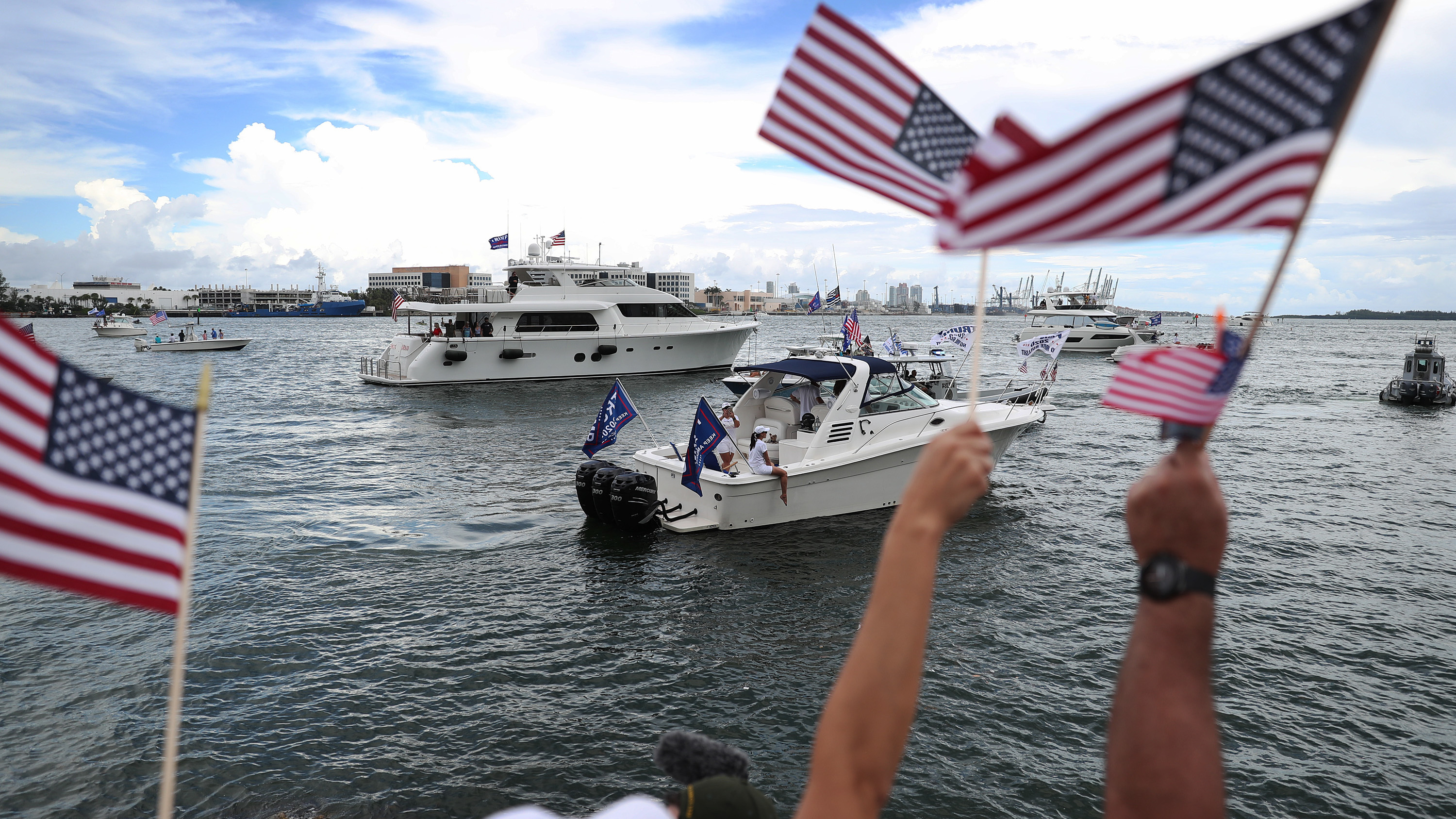 Supporters of President Trump rally on June 14 in Miami. His campaign is pushing a message in Florida warning of socialism. (Getty Images)