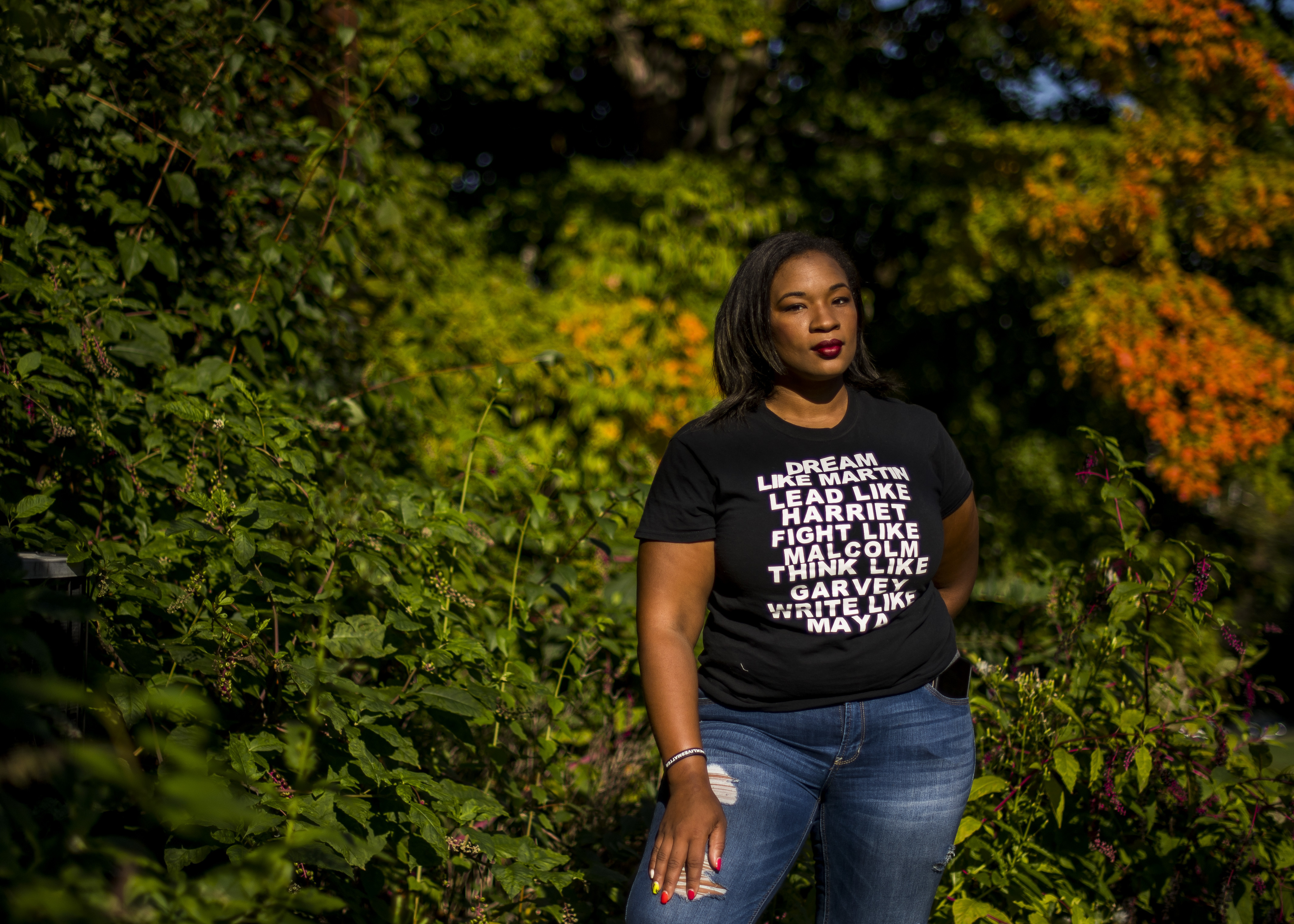 Tanisha Long founded an unofficial Black Lives Matters chapter in Pittsburgh. She is actively campaigning for Joe Biden to win Pennsylvania, a key swing state in the election. (Nate Smallwood for NPR)