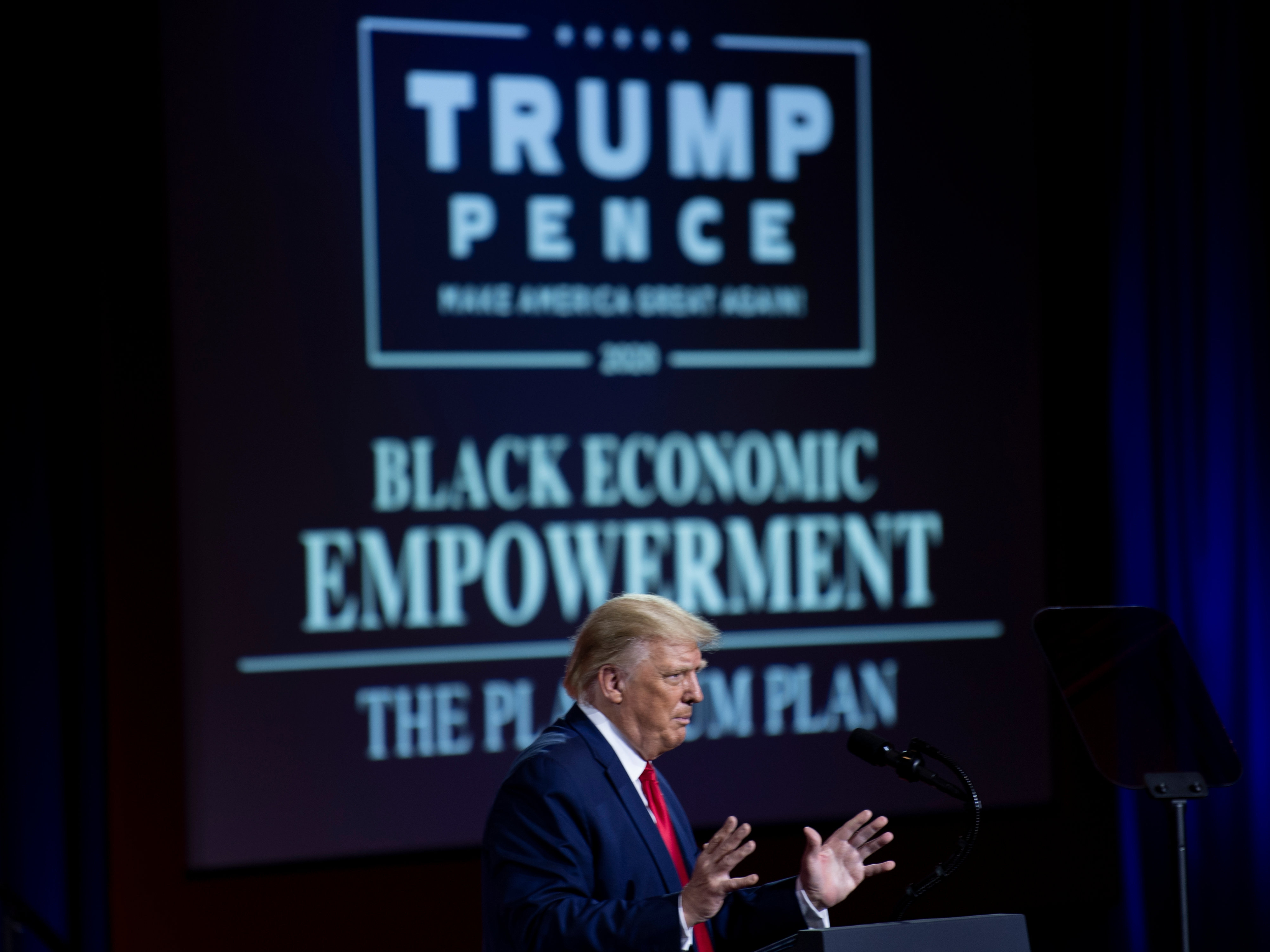 President Trump speaks about his campaign promises for Black voters at an event Friday in Atlanta. (AFP via Getty Images)