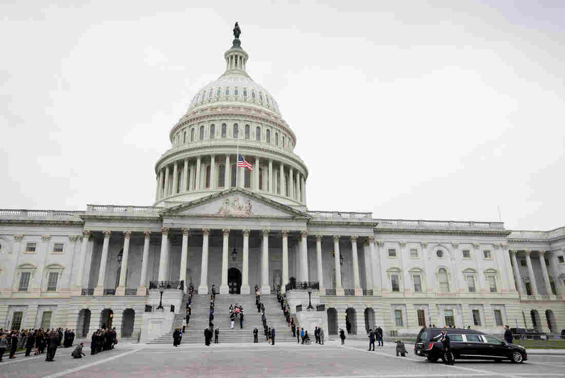 Female Democratic senators and congresswomen including House Speaker Nancy Pelosi as well as Senate Minority Leader Chuck Schumer line up to bid farewell to the late Supreme Court Associate Justice Ruth Bader Ginsburg whose body lay in state at the U.S. Capitol for two hours in Washington, D.C., on Sept. 25, 2020.