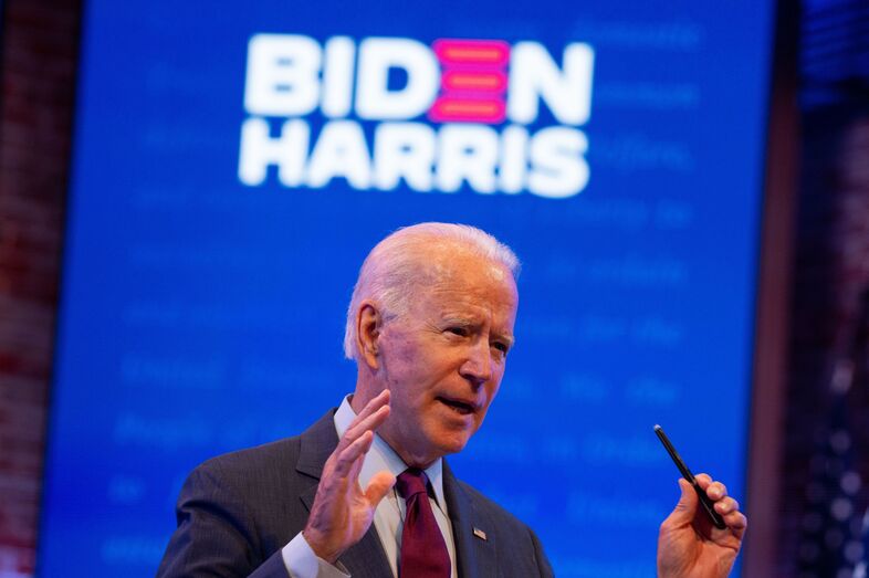 Democratic presidential nominee Joe Biden speaks Sunday about President Trump's nomination of Amy Coney Barrett to the Supreme Court. (Roberto Schmidt/AFP via Getty Images)