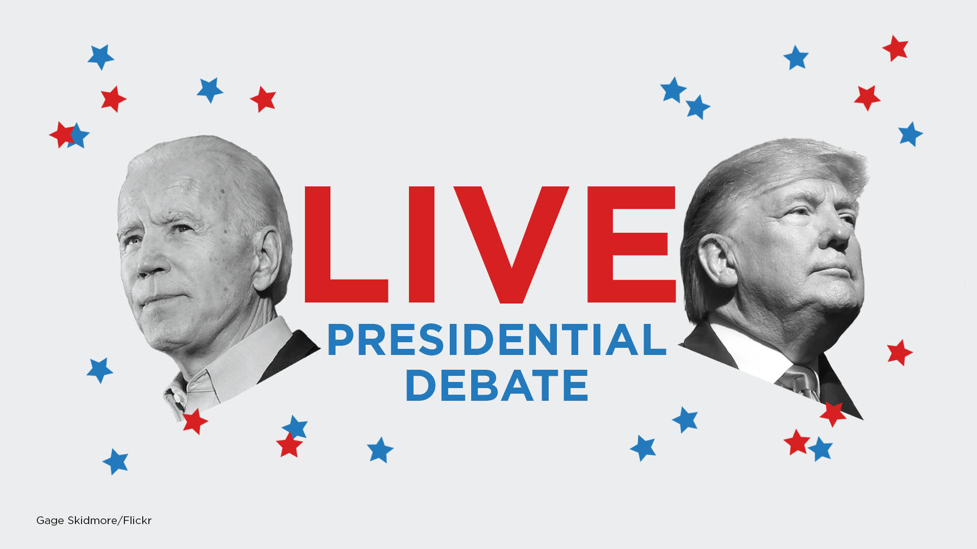 President Trump and Democratic presidential nominee Joe Biden are debating in Cleveland Tuesday night. (Gage Skidmore/Flickr; Caroline Amenabar/NPR)