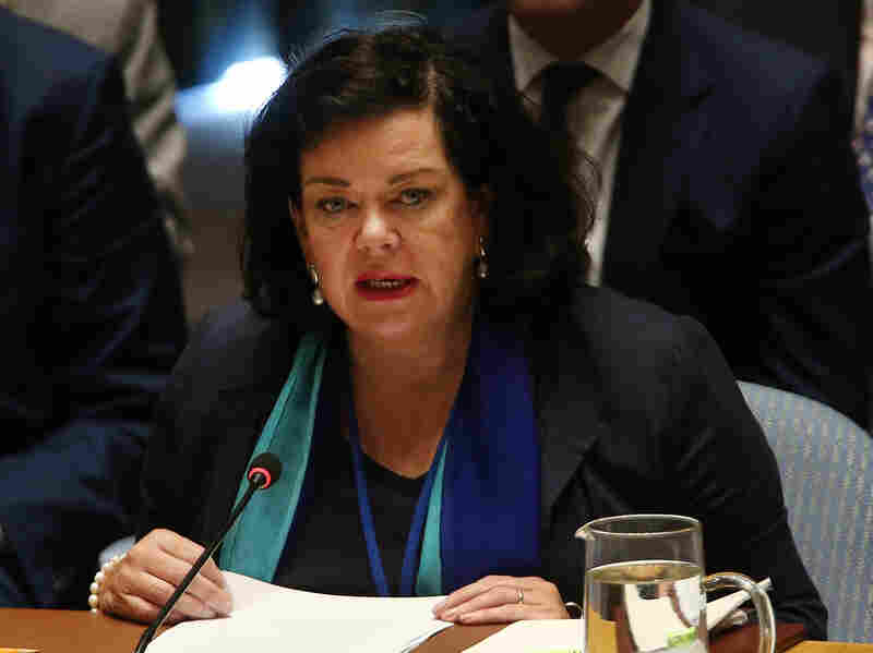 Karen Pierce speaks at a U.N. Security Council meeting on Sept. 6, 2018 in New York City.