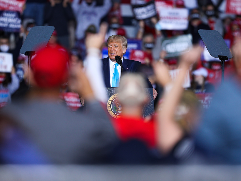 President Trump speaks during a campaign rally at Harrisburg International Airport in Middletown, Pa., on Saturday. (Tayfun Coskun/Anadolu Agency via Getty Images)