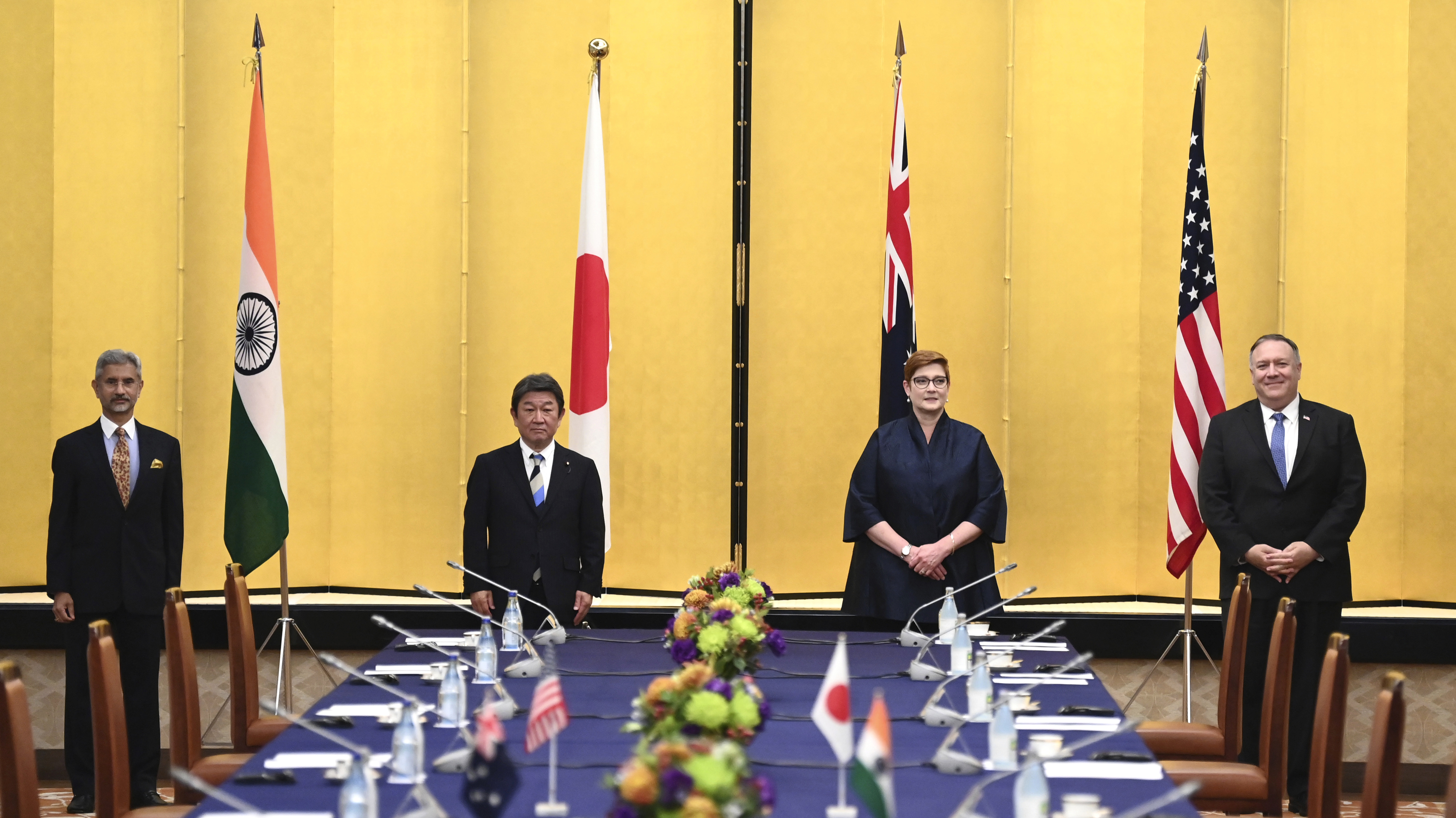 From left: Indian Foreign Minister Subrahmanyam Jaishankar, Japan