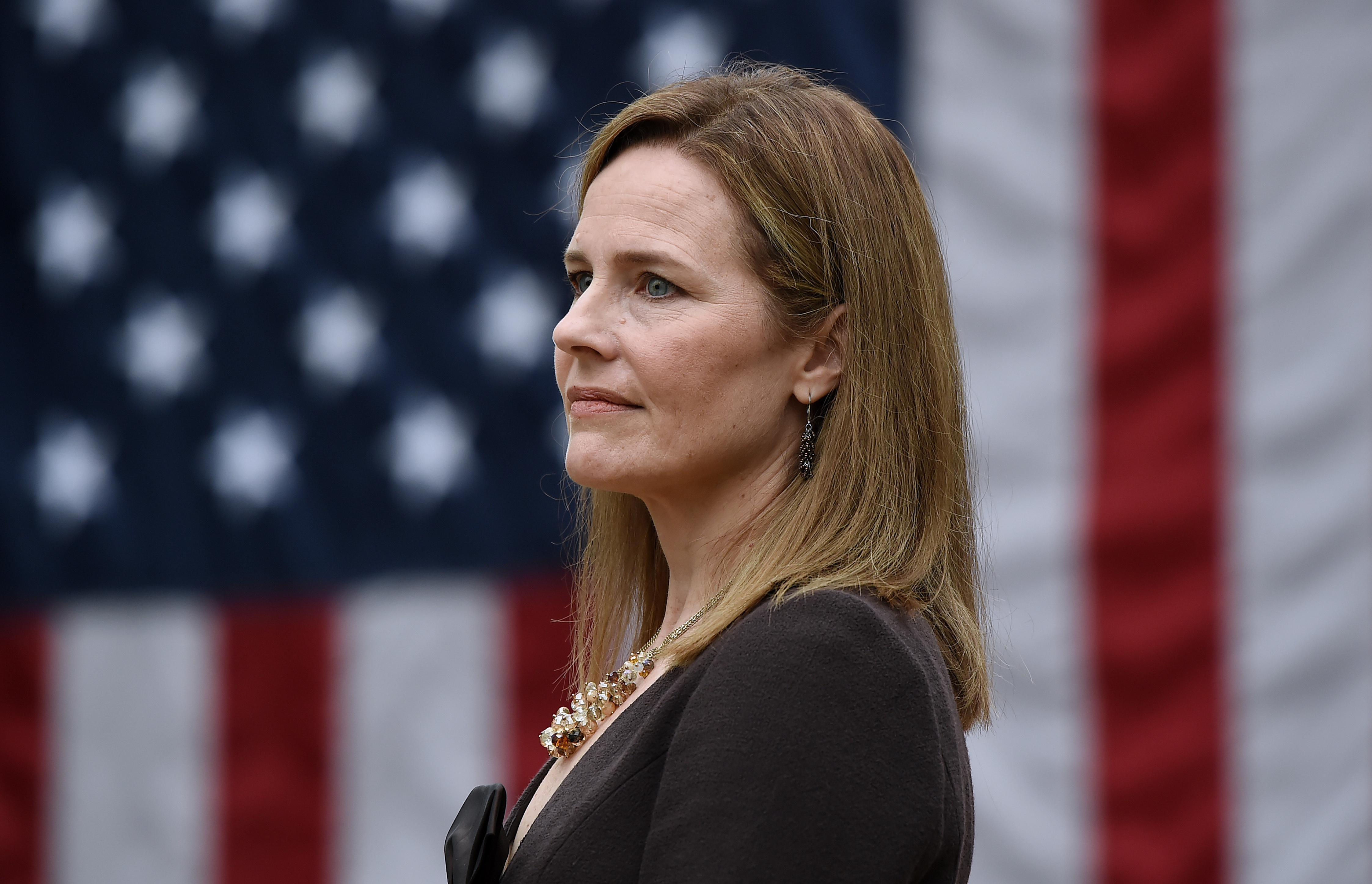Judge Amy Coney Barrett, here at the White House on Sept. 26, is President Trump's Supreme Court nominee — and she has gun control groups worried. (AFP via Getty Images)