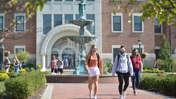 Students at Benedictine College in Atchison, Kan. The pandemic is straining many small American colleges, but some enjoy distinct advantages over their bigger rivals in fighting the spread of the coronavirus on campus.