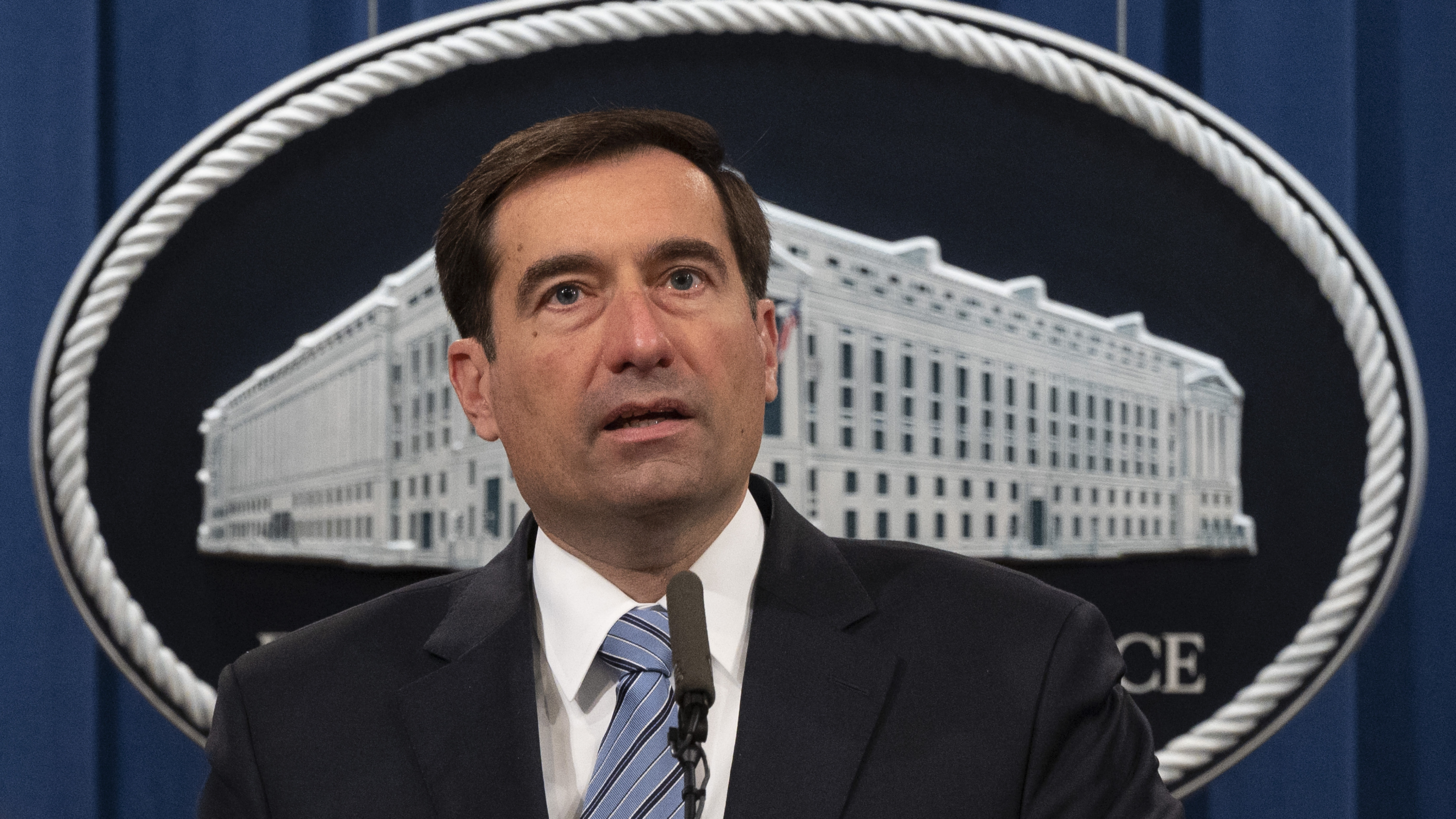 Assistant Attorney General John Demers of the National Security Division of the Justice Department, pictured on Oct. 7, announced new charges against Russians allegedly connected to the GRU on Monday.