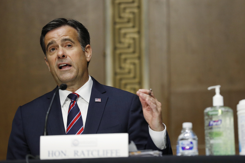 Director of National Intelligence John Ratcliffe during his Senate confirmation hearing earlier this year. (Pool/Getty Images)