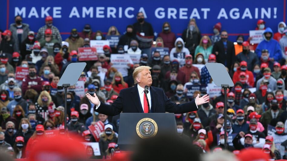 President Trump holds a rally in Londonderry, N.H., on Sunday. (Mandel Ngan/AFP via Getty Images)