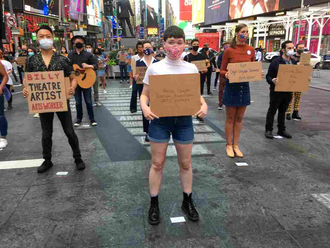 Performers in Times Square supporting the DAWN Bill