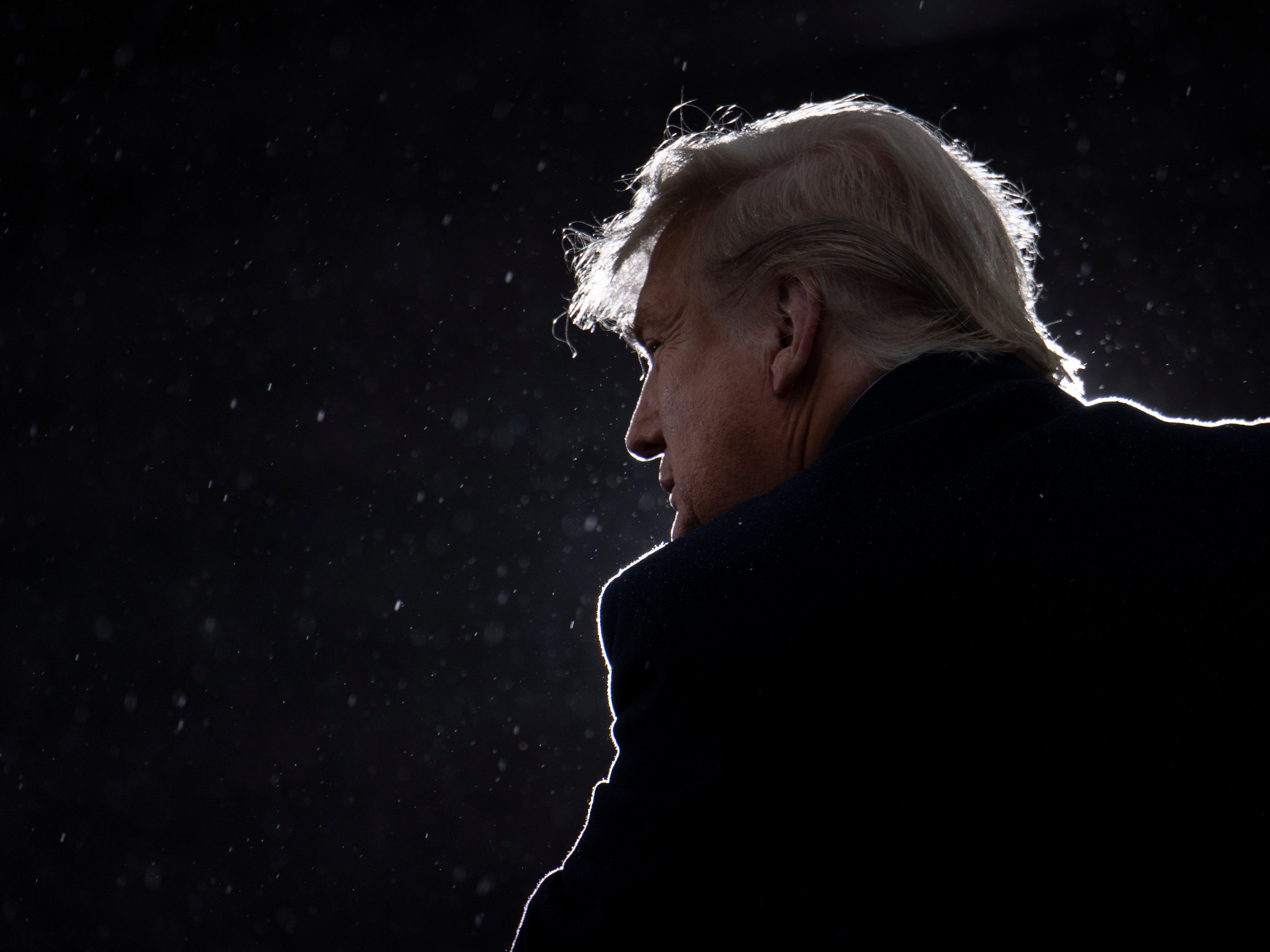 President Trump addresses a rally this week at Capital Region International Airport in Lansing, Mich. (AFP via Getty Images)