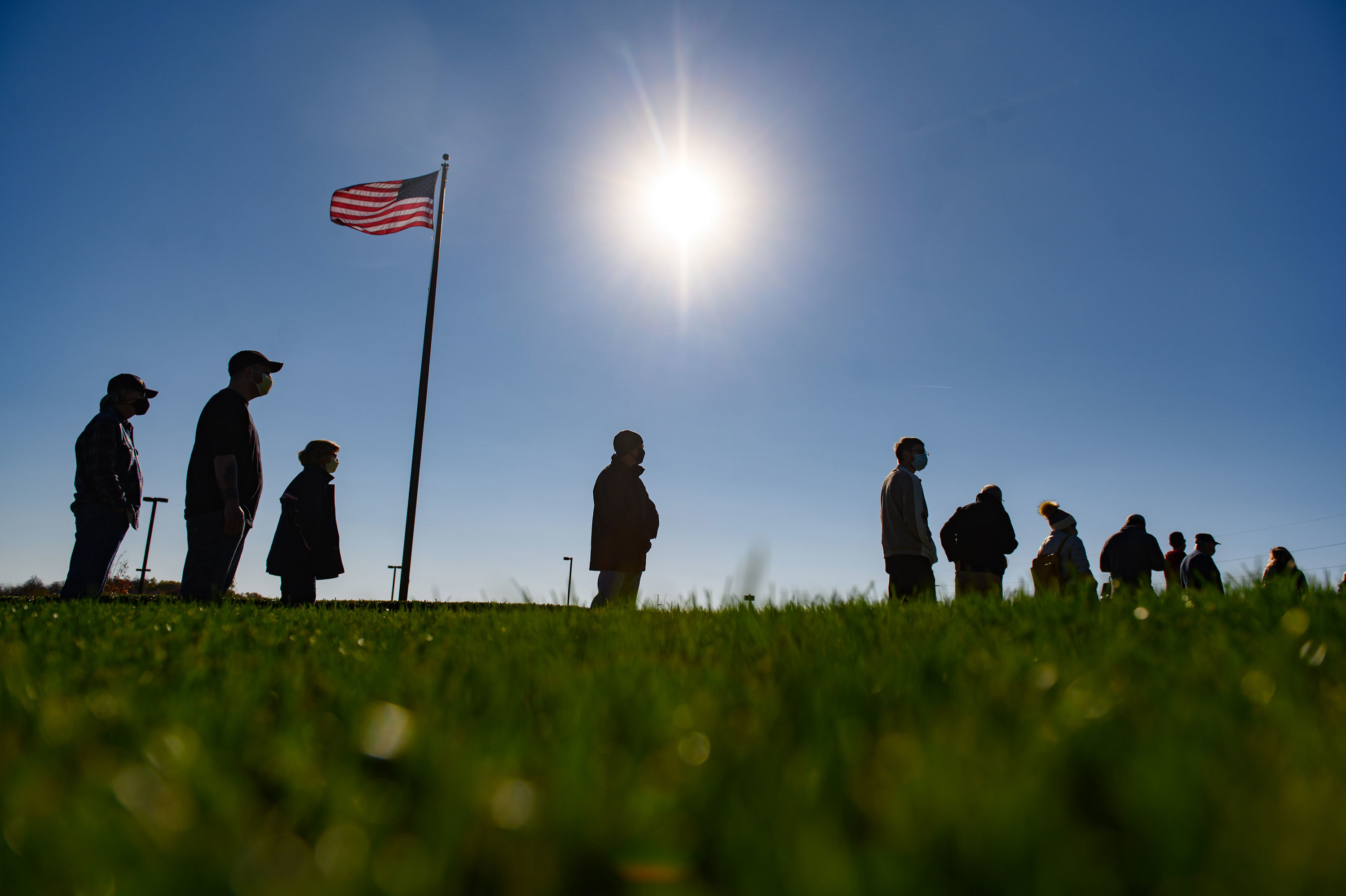 Voters wait to cast their ballots on Tuesday in Butler County, Cranberry Township, Pa. Aptly called the Keystone State, Pennsylvania is one of the most contested states this election cycle. Both the Biden and Trump campaigns have emphasized how crucial the state is to their electoral prospects. (Getty Images)