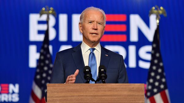 Democratic presidential nominee Joe Biden delivers remarks at the Chase Center in Wilmington, Delaware, on November 6, 2020.