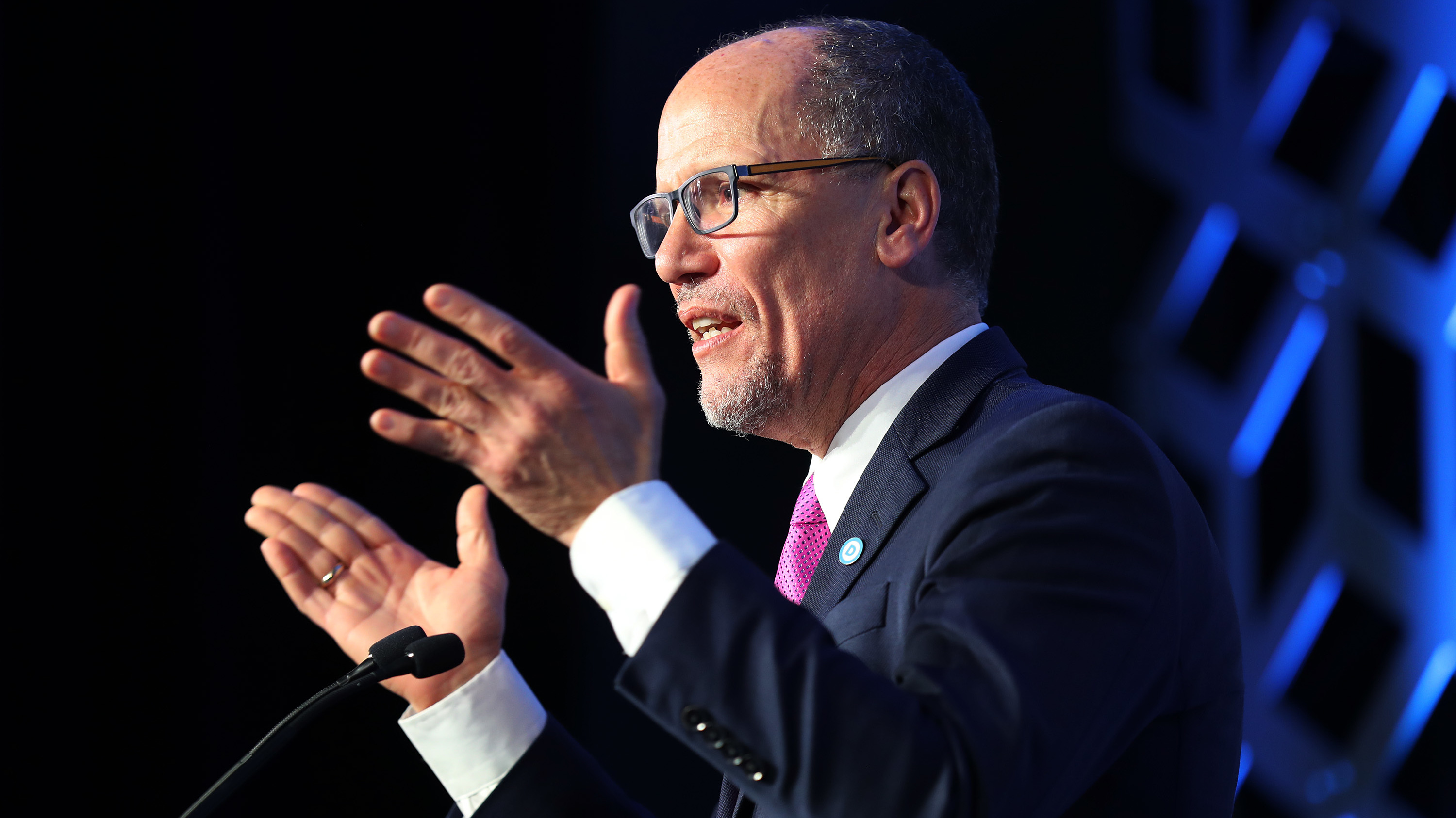 Democratic National Committee Chair Tom Perez speaks in February in Charlotte, N.C. Democrats are arguing over the future of the party after it lost some seats in the House of Representatives. (Getty Images)