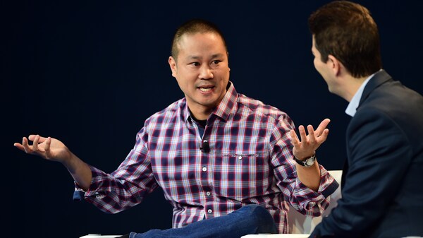 Former Zappos CEO Tony Hsieh, pictured at a 2015 event in Laguna Beach, Calif, died Friday at the age of 46.