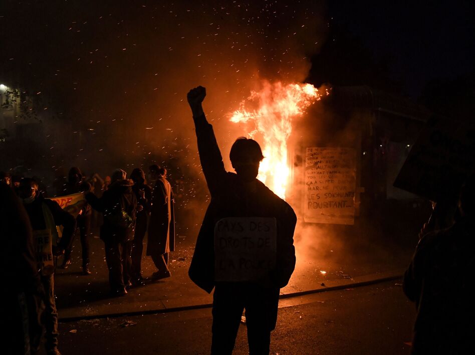 Thousands of protesters across France hit the streets Saturday to condemn police brutality and a proposed law that would make it harder to publicize images of on-duty police officers.