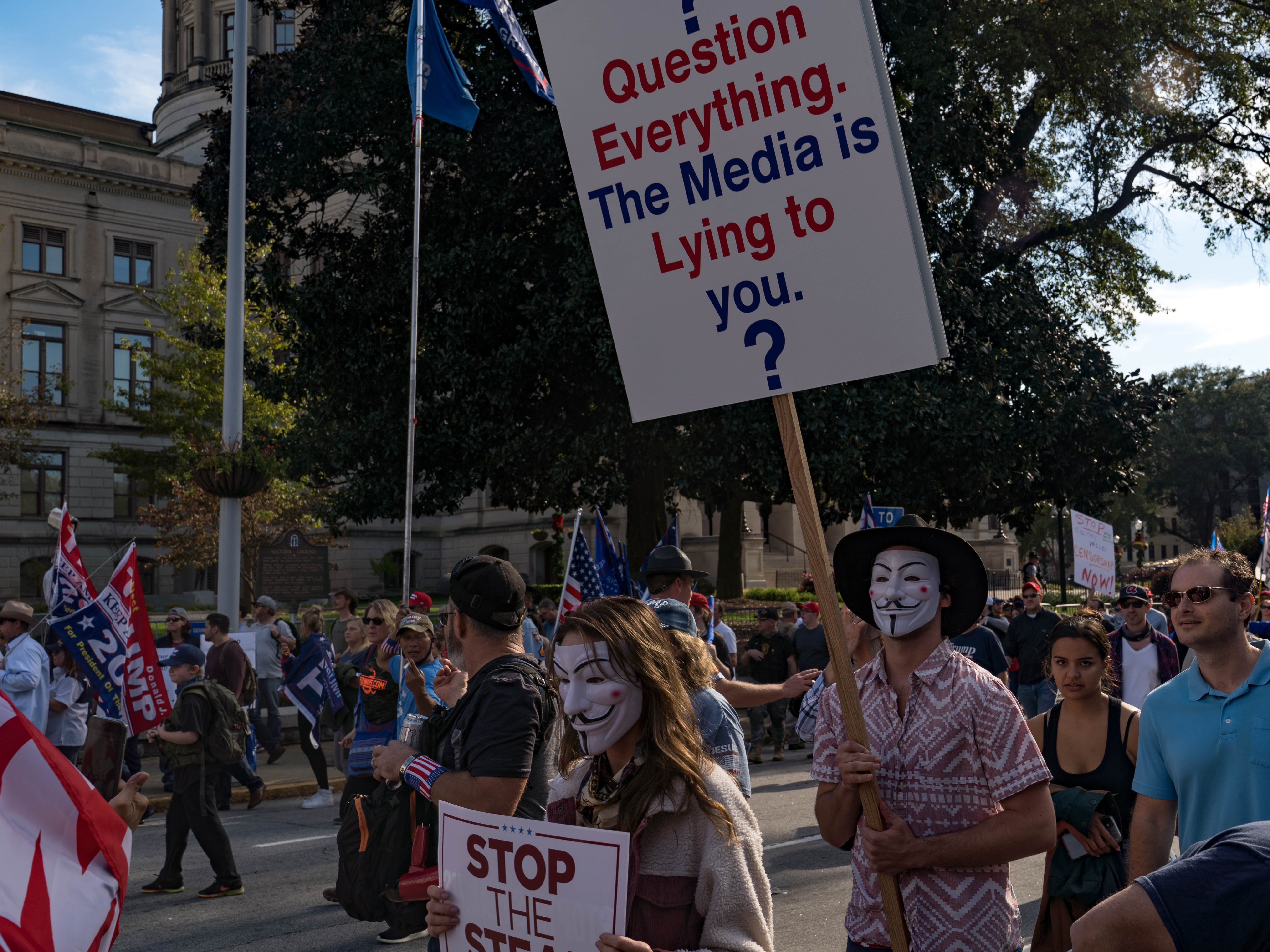Supporters of President Trump host a 'Stop the Steal' protest outside of the Georgia State Capital building on Nov. 21, 2020. (Getty Images)