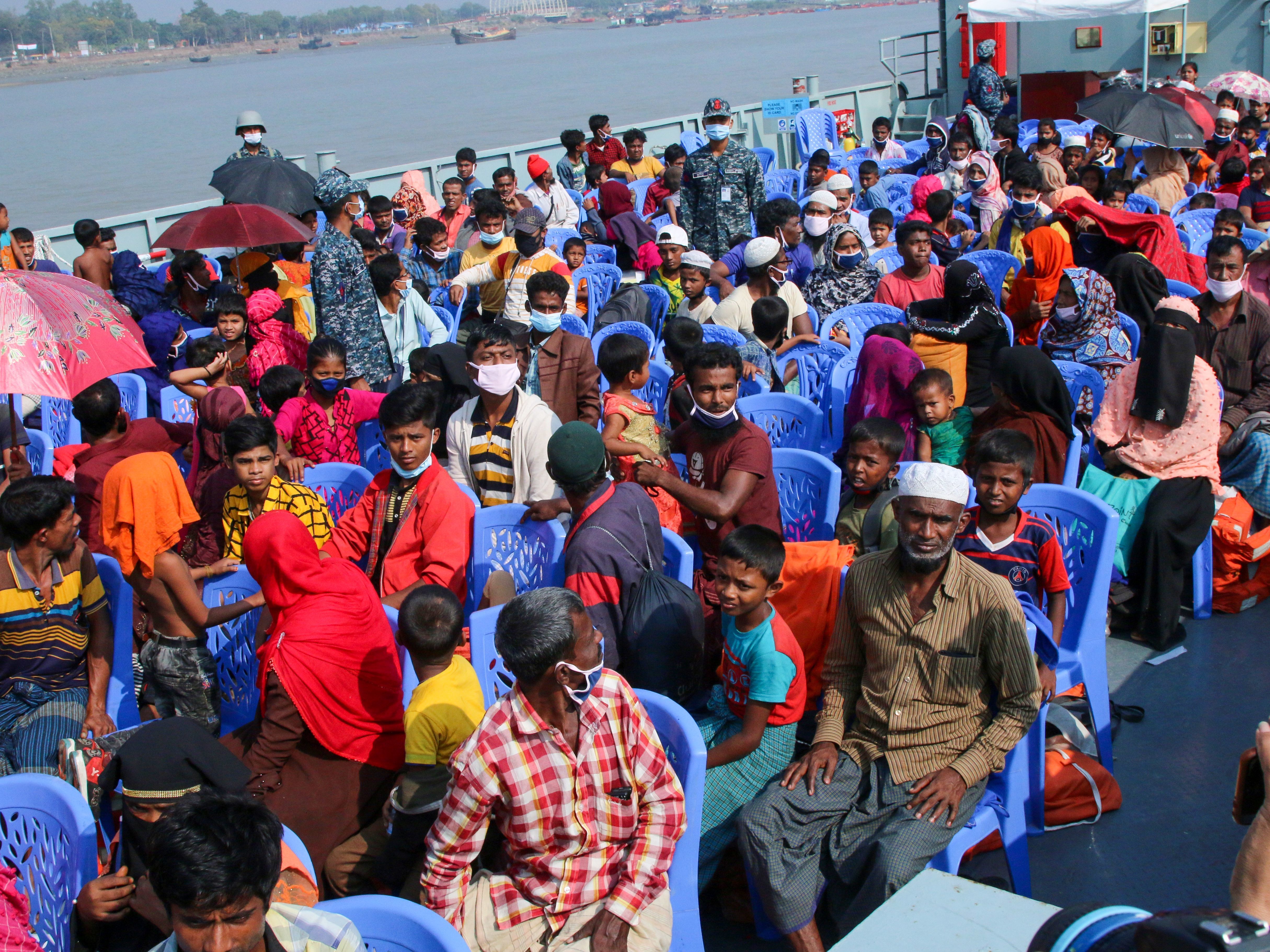 Bangladesh began transporting Rohingya refugees by boat to the island of Bhashan Char, with rights groups alleging people were being misled into leaving. (AFP via Getty Images)