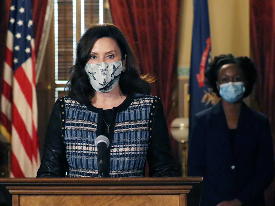Michigan Gov. Gretchen Whitmer, pictured on Nov. 5, says her state's electors will cast their votes within a closed capitol building, citing a "security issue." (Michigan Office of the Governor via AP)