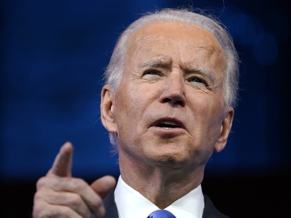 President-elect Joe Biden speaks about the Electoral College vote certification process Monday in Wilmington, Del. (Drew Angerer/Getty Images)