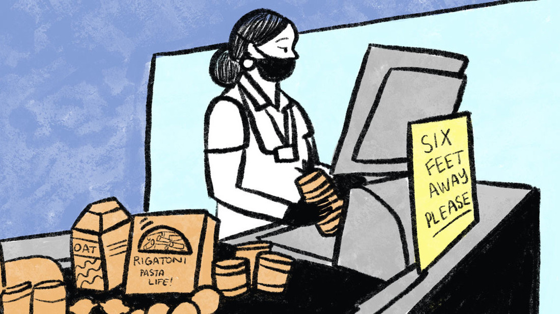 Comic journalist Sarah Mirk checked in with grocery workers from across the country to hear more about their experiences during the pandemic and what they want to change.
