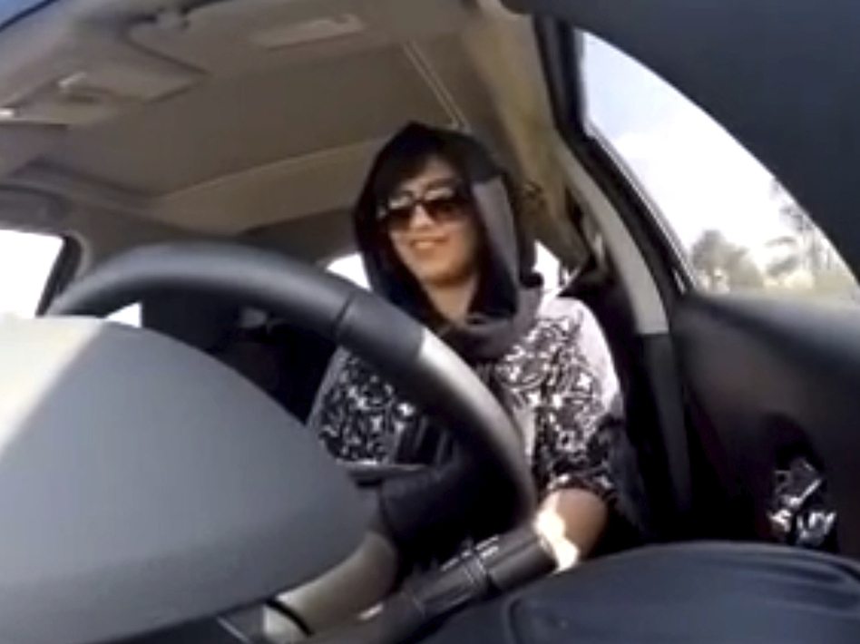 Loujain al-Hathloul in a 2014 image made from video, driving before it was legal for women in Saudi Arabia to do so. Al-Hathloul was sentenced to a six-year prison term Monday.