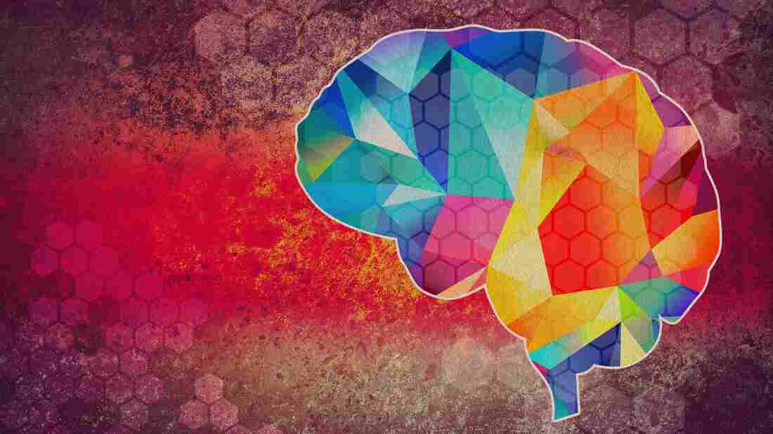 Colourful abstract graphic illustration of brain