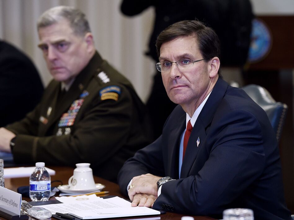 Former U.S. Secretary of Defense Mark Esper joined nine other former defense secretaries in calling for an end to challenges to the presidential election. (Olivier Douliery/AFP via Getty Images)