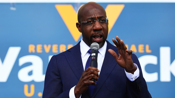Rev. Raphael Warnock, seen here speaking at his Labor Canvass Launch on January 05, 2021,will become Georgia