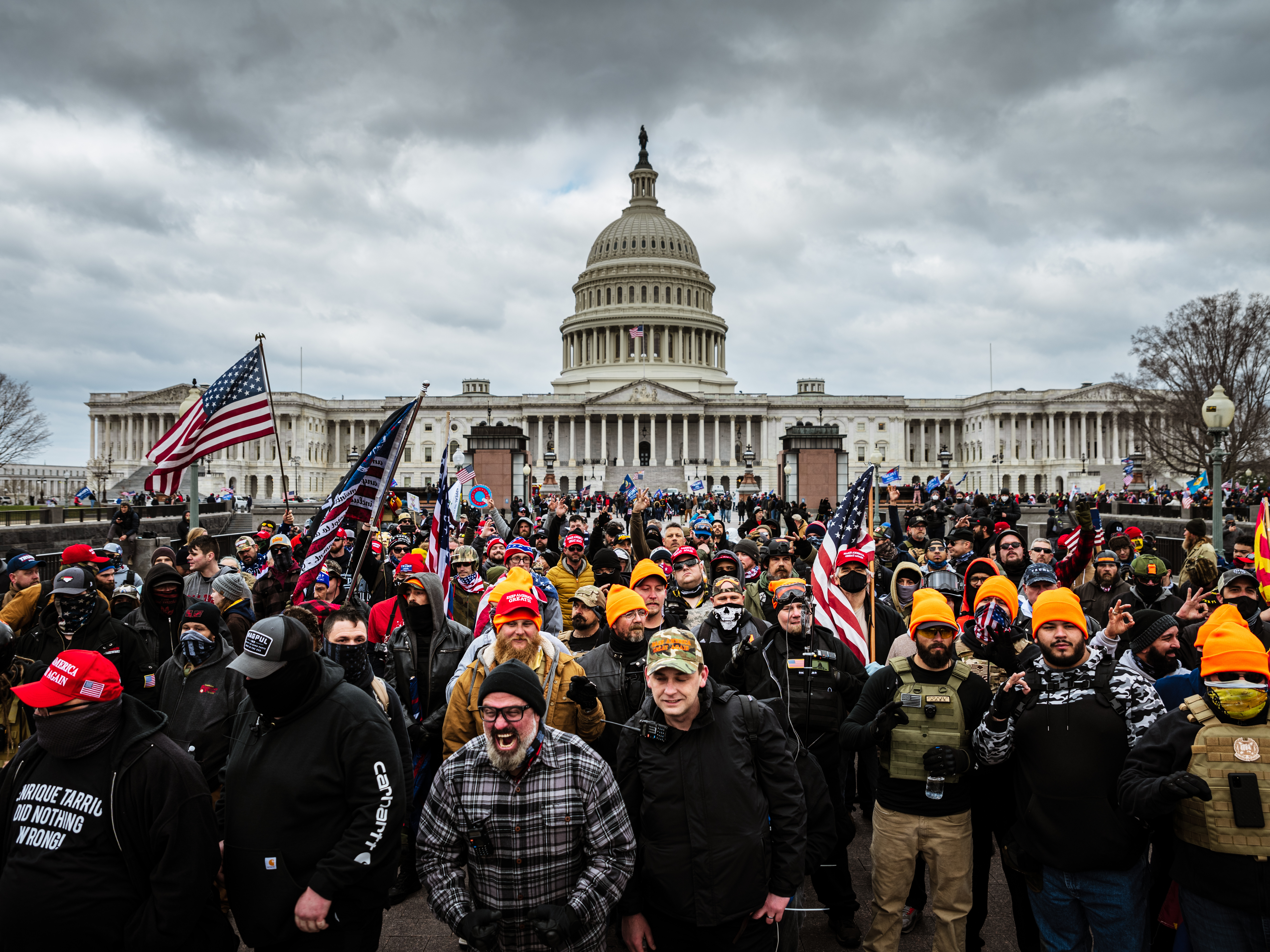 Pro-Trump protesters gathered in front of the U.S. Capitol on Wednesday. On social media sites both fringe and mainstream, right-wing extremists made plans for violence on Jan. 6. (Getty Images)