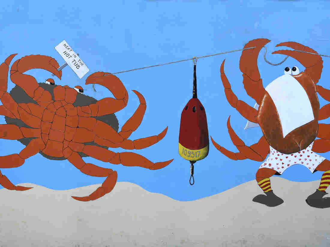 BANDON, OREGON - JUNE 14, 2019: A mural painted on the side of a Bandon, Oregon, seafood restaurant and market advertises crabs on the restaurant menu. (Photo by Robert Alexander/Getty Images)