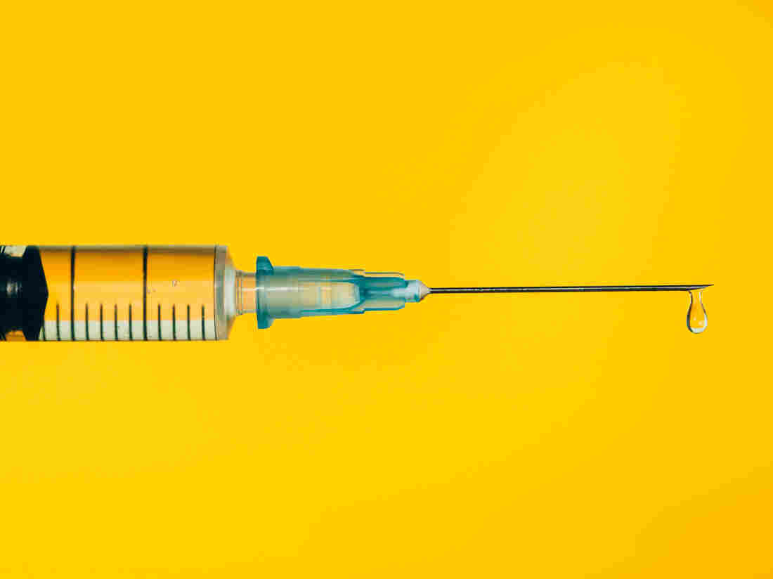 Close-up of a syringe.