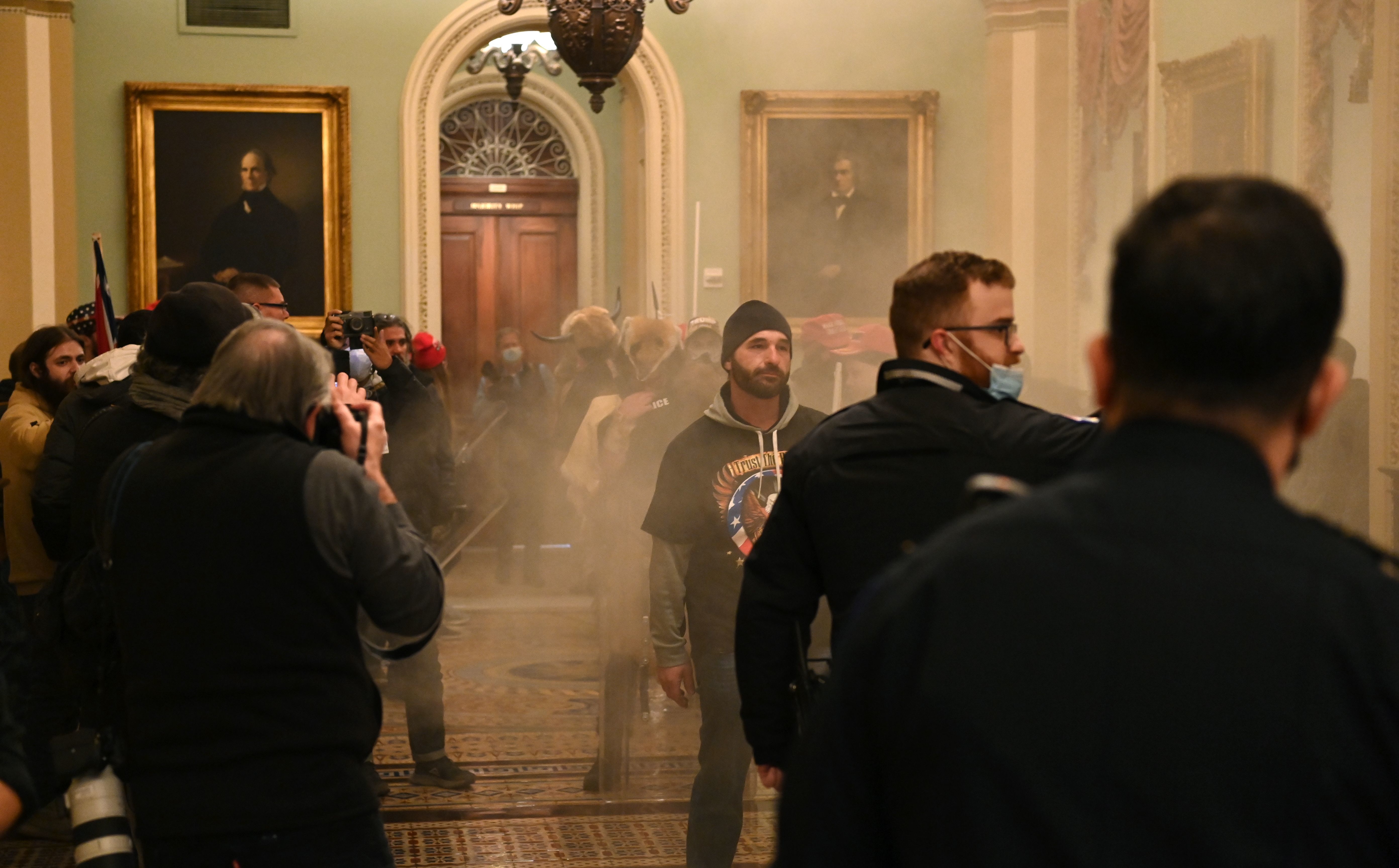 Supporters of President Trump stormed the U.S. Capitol on Jan. 6. Democratic Rep. Tim Ryan of Ohio says investigators are looking at &quot;potentially members of Congress&quot; who gave tours to rioters prior to the insurrection. (AFP via Getty Images)