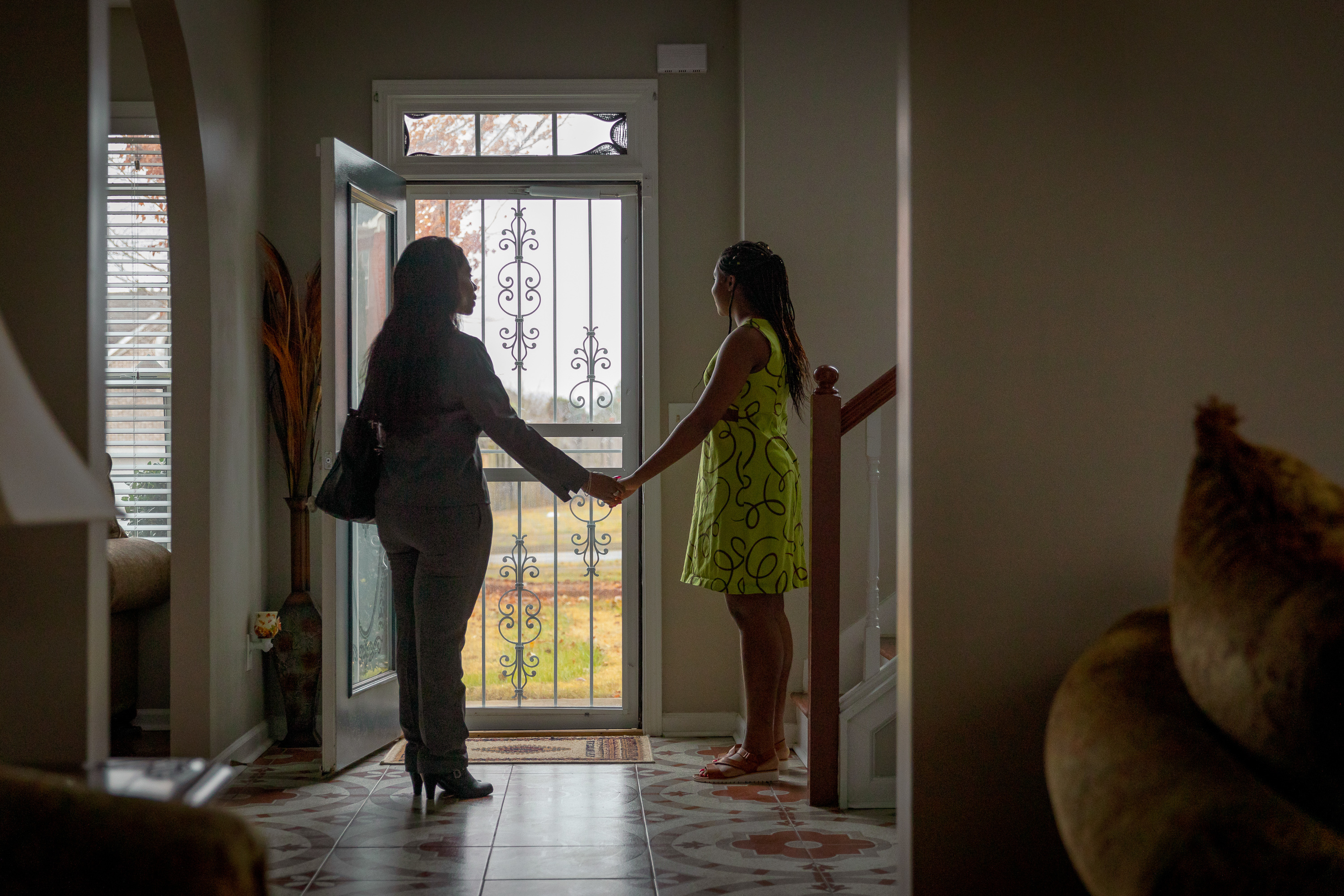 Sandra's 17-year-old daughter, Lindsey, has autism. Lindsey thrives on routine, and got special help at school until the coronavirus pandemic cut her off from the trained teachers and therapists she'd come to rely on. (Audra Melton for NPR)