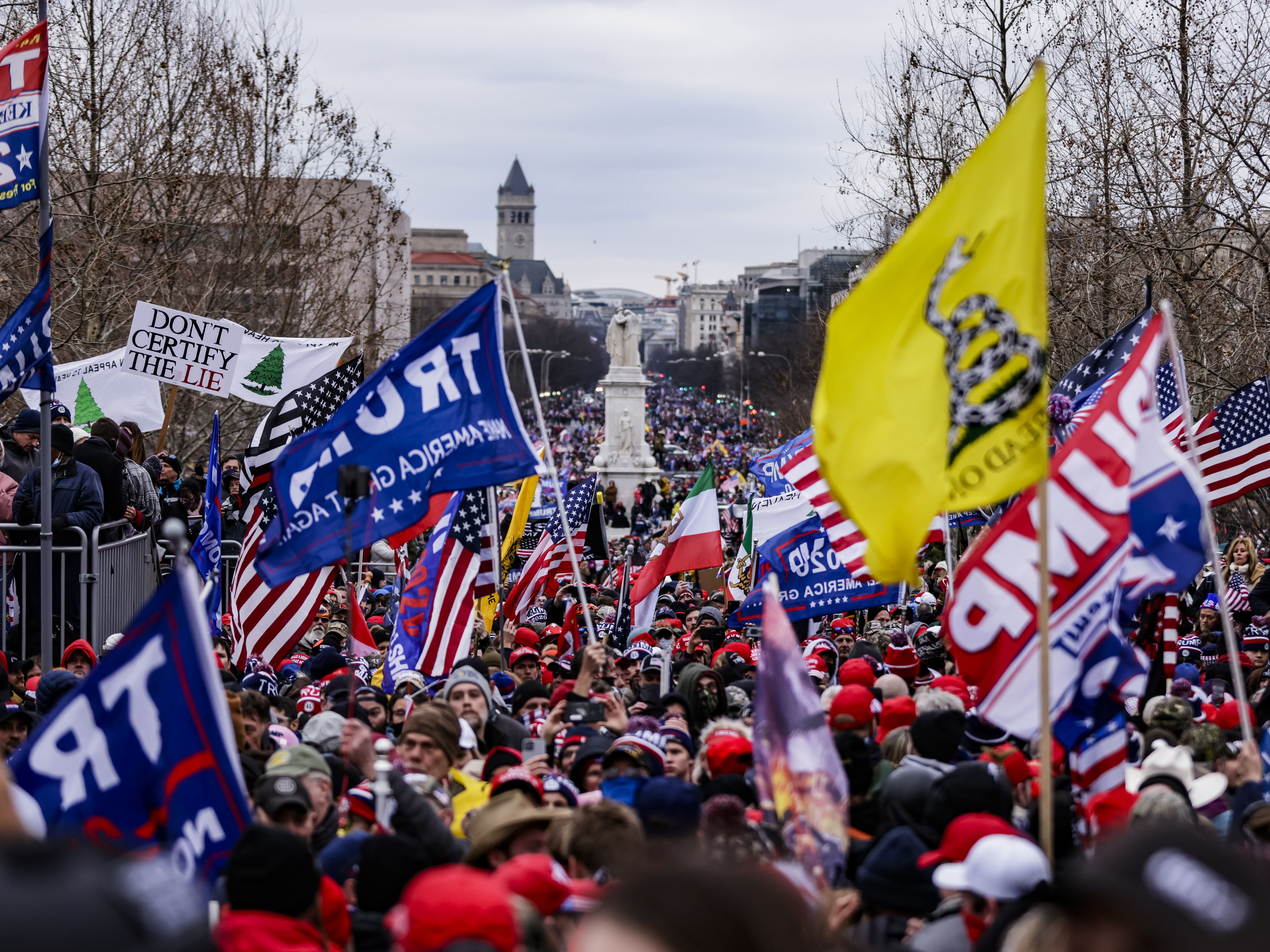 Pro-Trump supporters gather outside the U.S. Capitol following a rally with President Donald Trump on January 6, 2021 in Washington, DC. (Getty Images)