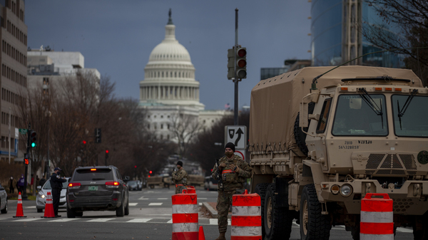 One of the many security checkpoints in Washington, D.C., ahead of Wednesday