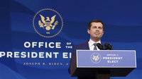 Pete Buttigieg speaks on Dec. 16 after he was nominated to be transportation secretary by then-President-elect Joe Biden. Buttigieg faced a largely friendly reception at his Senate confirmation hearing on Thursday.