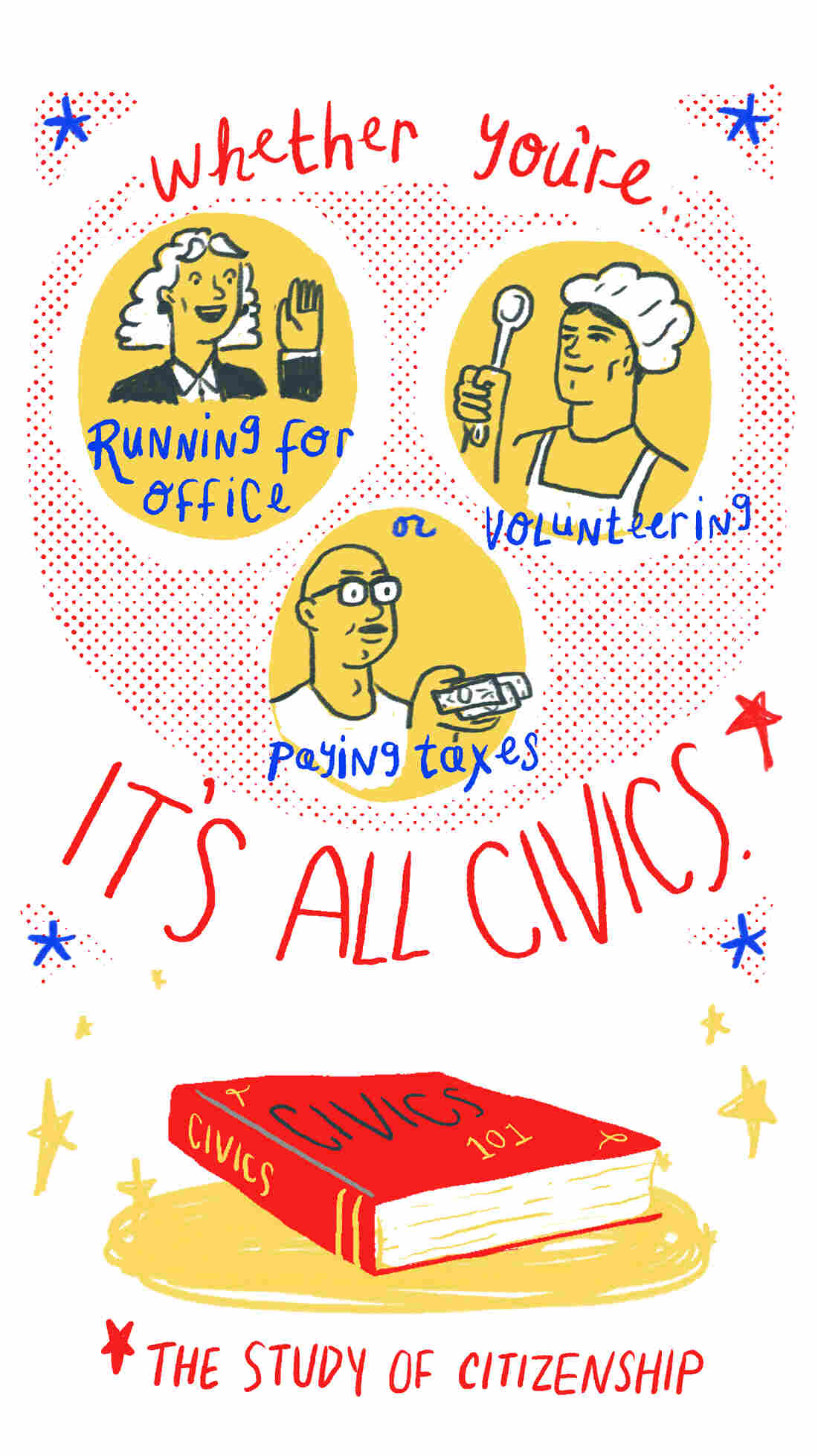 Whether you're running for office, volunteering or paying taxes, it's all civics (the study of citizenship).