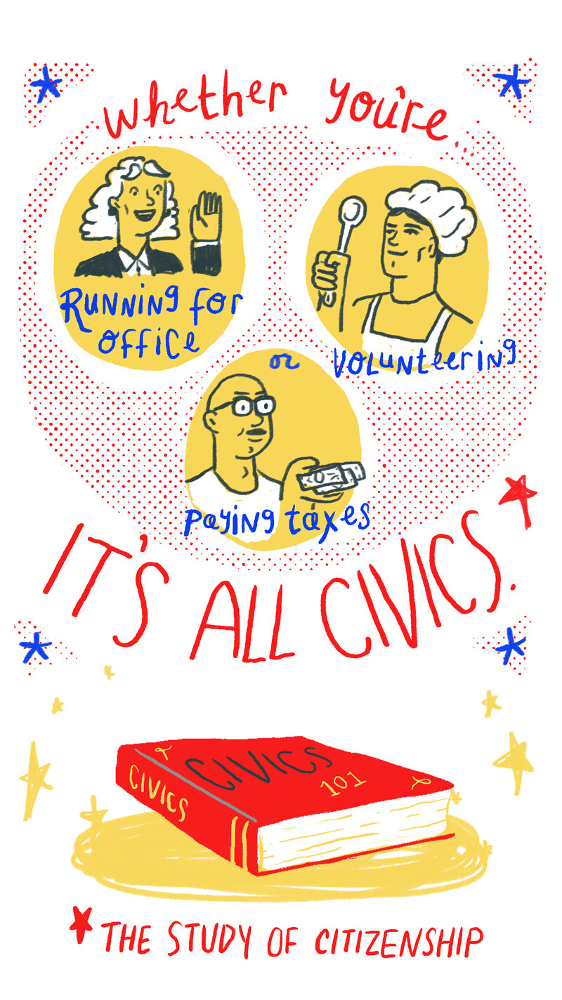 Whether you're running for office, volunteering or paying taxes, it's all civics (the study of citizenship).