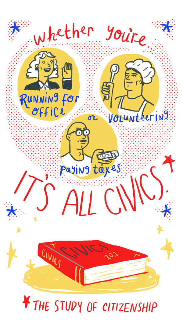 Whether you're running for office, volunteering or paying taxes, it's all civics (the study of citizenship).