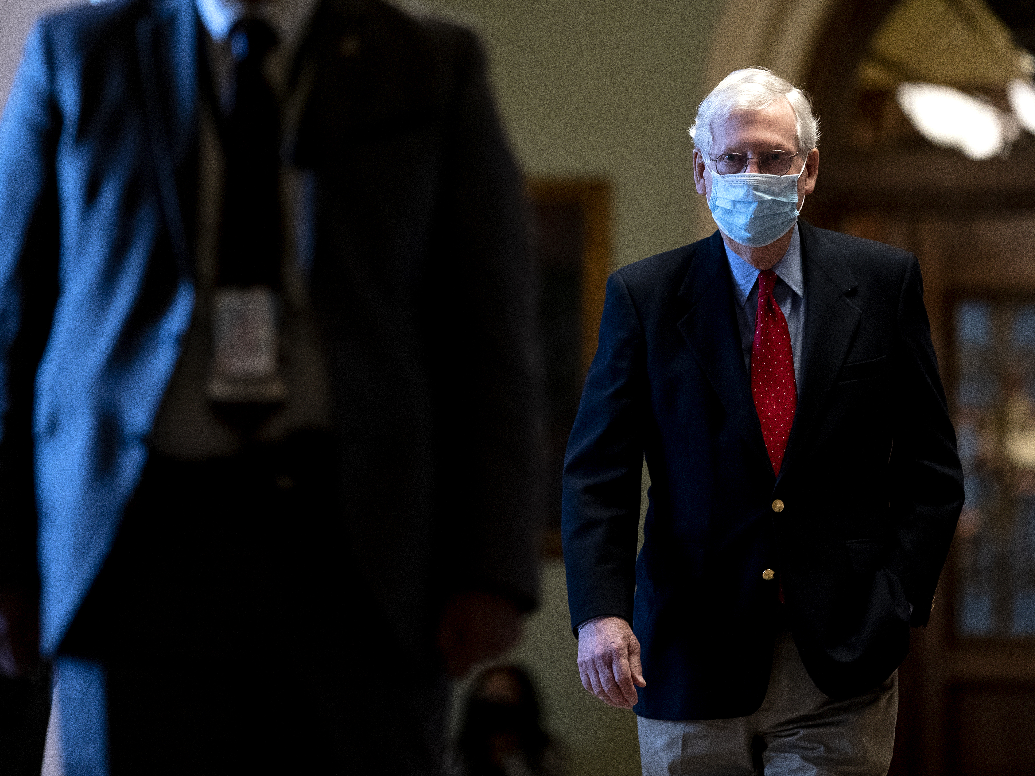 Senate Minority Leader Mitch McConnell, R-Ky., dropped his demand that any power-sharing agreement with Democrats must keep the legislative filibuster intact. (Bloomberg via Getty Images)