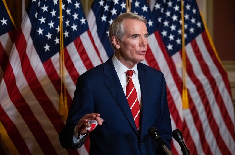 Sen. Rob Portman, R-Ohio, seen here in an October press conference, has announced he won't run for reelection in 2022, citing hyper-partisanship in Congress. (Graeme Jennings/Pool/AFP via Getty Images)